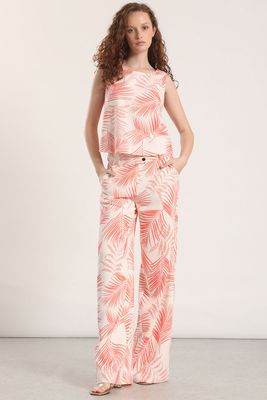 Imagen 2 del producto Top lino estampado Liola mujer naranjo