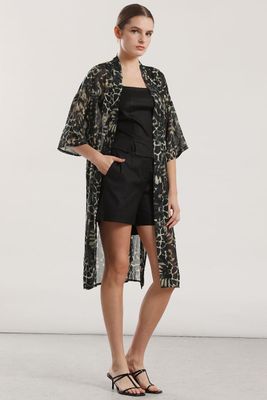 Imagen 2 del producto Tapado gasa estampado mujer Liola verde