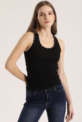 Top con tachas Liola mujer negro