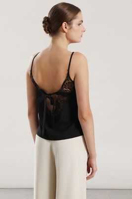 Imagen 2 del producto Top lencero lazo mujer Liola negro