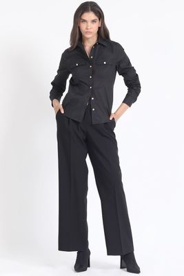 Imagen 2 del producto Camisa Entallada Algodón Poplin, Negro Liola