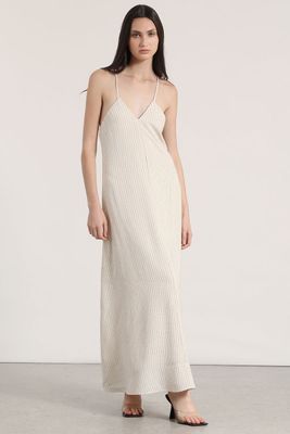 Vestido maxi lino Liola mujer beige