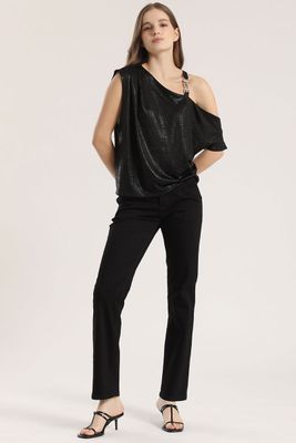 Imagen 2 del producto Top asimétrico folia mujer Liola negro