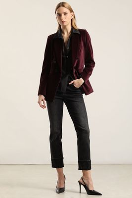 Imagen 2 del producto Blazer entallado, cuello smoking, terciopelo ciruela Liola