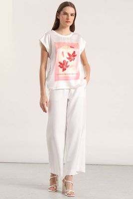 Imagen 2 del producto Polera satin flor estampada liola mujer crudo