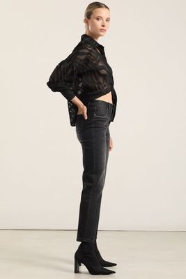 Imagen 2 del producto Jeans Slim, Tiro Medio, Negro Liola