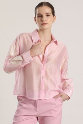 Blusa semitransparente bordado liola mujer rosa