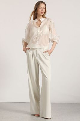 Pantalón ancho liola mujer beige