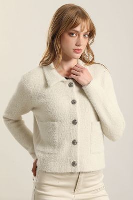 Imagen 2 del producto Chaqueta punto, hilo metalizado, beige Liola