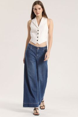 Jeans wide leg mujer Liola azul