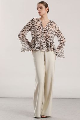 Blusa gasa estampado mujer Liola beige