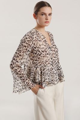 Imagen 2 del producto Blusa gasa estampado mujer Liola beige