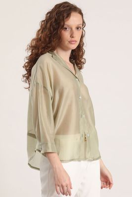 Blusa semitransparente liola mujer verde
