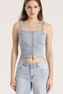 Top corse Liola mujer celeste