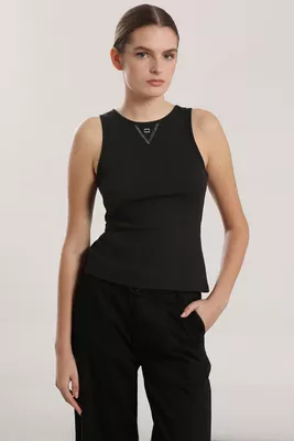 Top ribb lurex mujer Liola negro