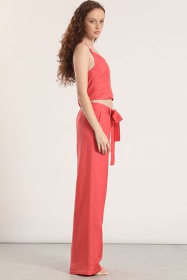 Imagen 2 del producto Pantalón ancho lino liola mujer coral