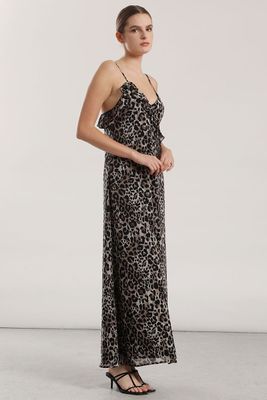 Vestido maxi gasa mujer Liola negro