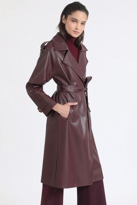 Imagen 2 del producto Trench Efecto Cuero, Burdeo Liola