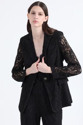 Blazer Entallado Encaje, Negro Liola