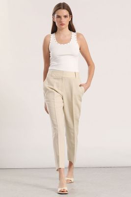Pantalón sastre lino liola beige