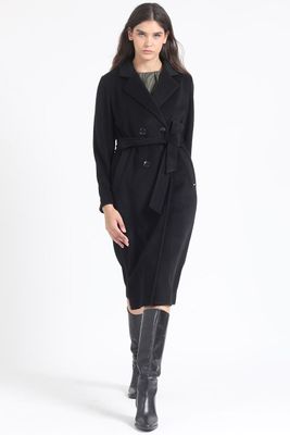 Imagen 1 del producto Abrigo Largo Sin Forro, Muflon Melange, Negro Liola