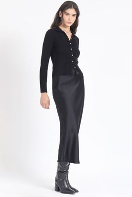 Imagen 2 del producto Cardigan Cuello Tejido Punto, Negro Liola