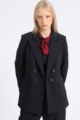 Imagen 1 del producto Blazer Entallado Cruzado, Boton Contraste, Negro Liola