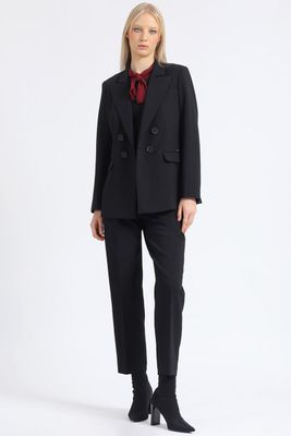 Imagen 2 del producto Blazer Entallado Cruzado, Boton Contraste, Negro Liola