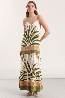 Vestido maxi pabilo estampado Liola mujer verde