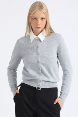 Cardigan Tejido Punto, Gris Liola