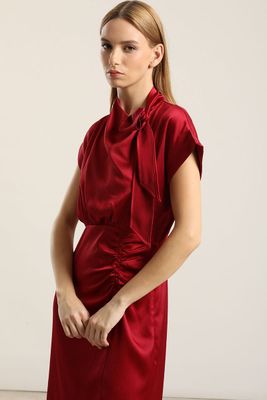 Imagen 2 del producto Vestido Satin Midi Lazada, Burdeo Liola