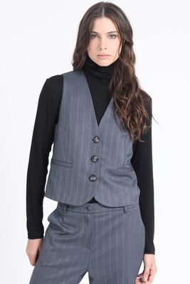 Chaleco Sastre Espiga Listado, Azul, Made Italy Liola