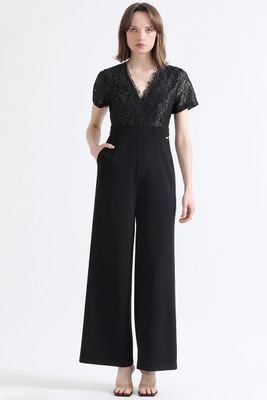 Imagen 2 del producto Enterito Recto Encaje Folia, Negro Liola