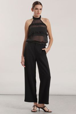 Imagen 2 del producto Top halter gasa, volantes mujer Liola beige