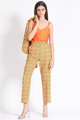 Pantalon Recto Estampado Verde Liola