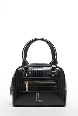 Cartera Efecto Cuero Mezcla Con Piton, Negro Liola