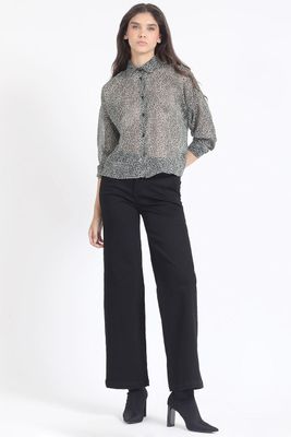 Imagen 2 del producto Blusa Gasa Fantasia Animal Con Hilo Metalizado, Azul Liola