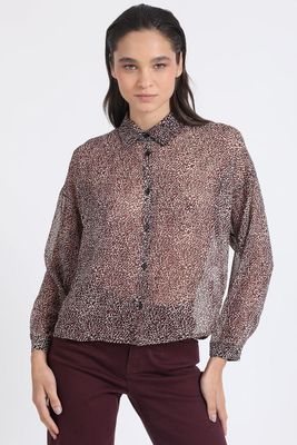 Blusa Gasa Fantasia Animal Con Hilo Metalizado, Burdeo Liola