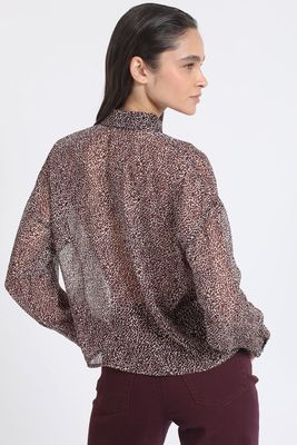 Imagen 2 del producto Blusa Gasa Fantasia Animal Con Hilo Metalizado, Burdeo Liola
