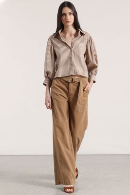 Pantalón palazzo lino liola mujer beige