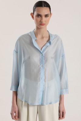 Blusa semitransparente liola mujer celeste