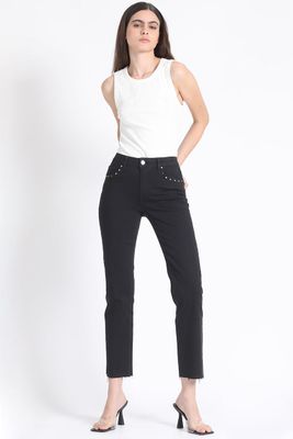 Imagen 2 del producto Jeans Recto Tachas Negro Liola