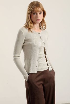 Imagen 2 del producto Cardigan punto hilo metalizado, crudo Liola