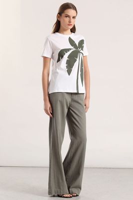 Polera estampado palmera liola mujer verde