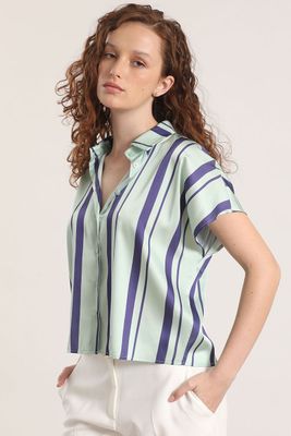 Imagen 2 del producto Blusa satin estampado rayas liola mujer verde