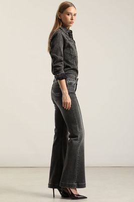 Imagen 2 del producto Jeans Flare, Tiro Medio, Gris Liola