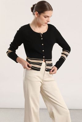 Imagen 1 del producto Cardigan tejido punto, metalizado mujer Liola negro