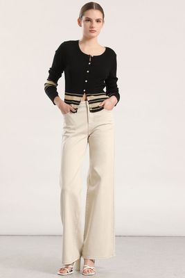 Imagen 2 del producto Cardigan tejido punto, metalizado mujer Liola negro