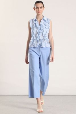 Pantalón ancho cropped liola mujer celeste