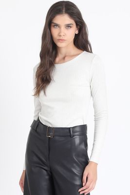 Polera Basica Mix Folia, Beige Liola